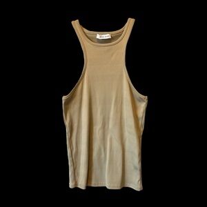 Anine Bing L Ribbed knit Racerback tank top Light beige tan Stretch Minimalist
